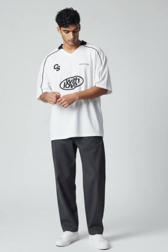 تيشيرت أبيض واسع بوكس with love قلاب