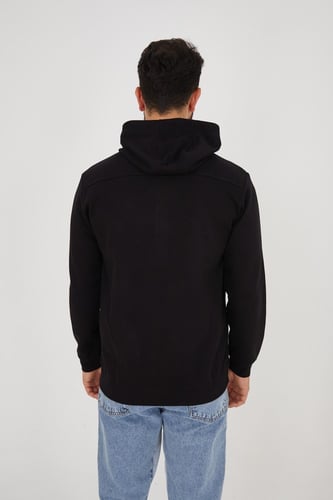 سويتر هودي أسود بسحاب