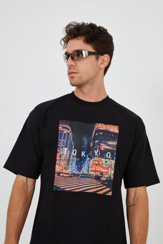 تيشيرت أسود بكتابة TOKYO