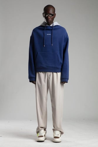 هودي قطني لون ازرق بحري