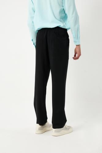 بنطال كتان صيفي سليم فت أسود