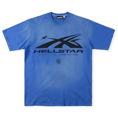 تيشيرت هيلساتر أزرق ببقع عشوائيه باهته ... بتصميم...