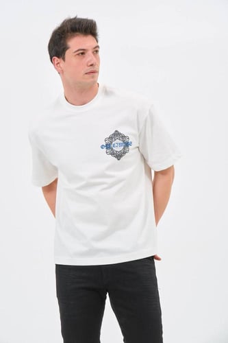 تيشيرت 100% قطن أبيض قصة عادية بكتابة OFF LIMITS