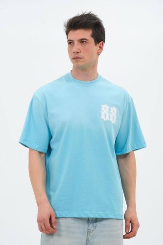 تيشيرت مموه أزرق بطباعة 88 من الأمام والخلف