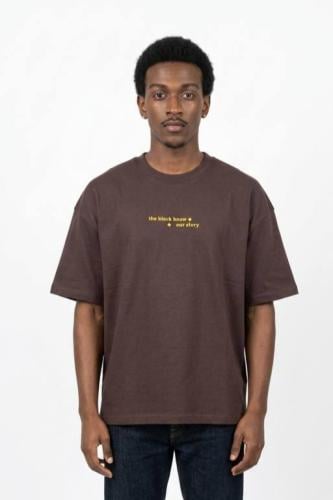 تيشرت قطني ناينتي اوفر سايز لون عودي