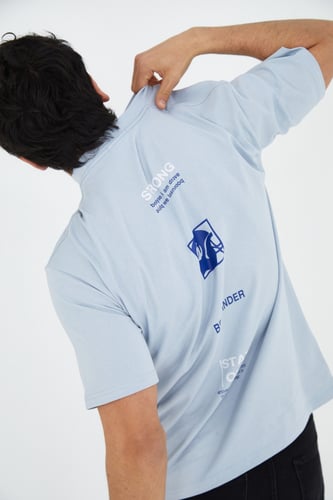 تيشيرت BEEFFINDER اوفر سايز ازرق