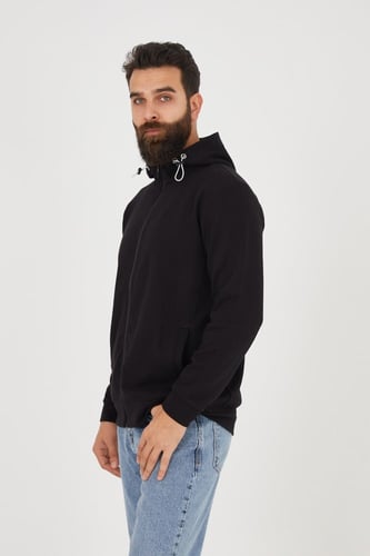 سويتر هودي أسود بسحاب