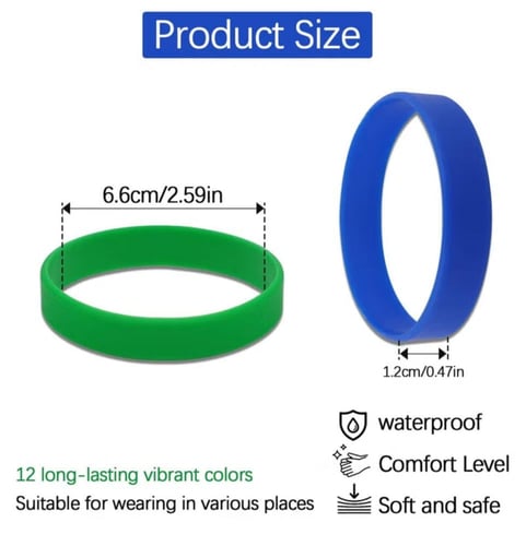 12 × سوار سيليكون مطاطي بألوان متنوعة