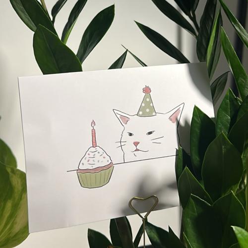 كرت ميلاد قطة