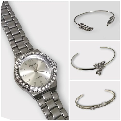 طقم نسائي ماركة روكي يتكون من ساعة ومجموعة من الاس...