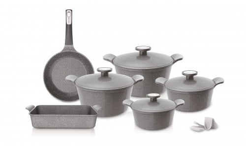 طقم قدور نيوفلام اكسترما كوري مكونة من 10 قطع رماد...