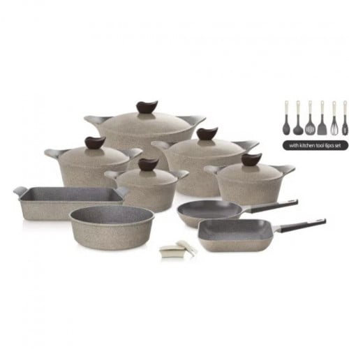 طقم قدور نيوفلام جرانيت لون بيج 20 قطعة