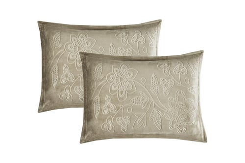 طقم لحاف شتوي فانيلا مخمل ٦ قطع مقاس مزدوج – بيج