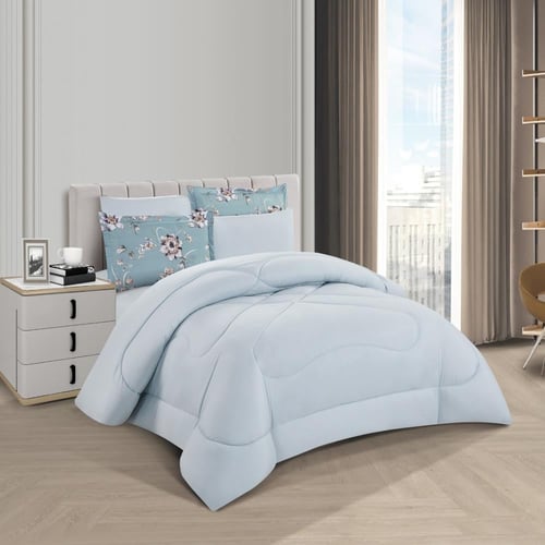 طقم لحاف مشجر مزدوج مكون ٦ قطع، مقاس مزدوج – رمادي...