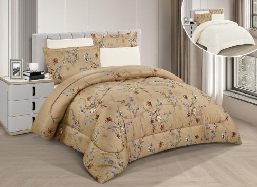 طقم لحاف مشجر مفرد مكون ٤ قطع، مقاس مزدوج – زهري و...