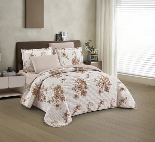 طقم مفرش فاخر ٦و٤ قطع, مقاس مزدوج ومفرد