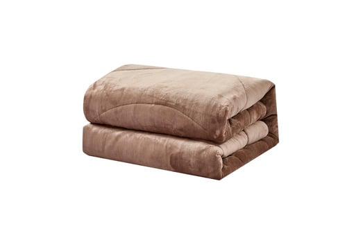 طقم لحاف شتوي فانيلا مخمل ٦ قطع مقاس مزدوج – بني
