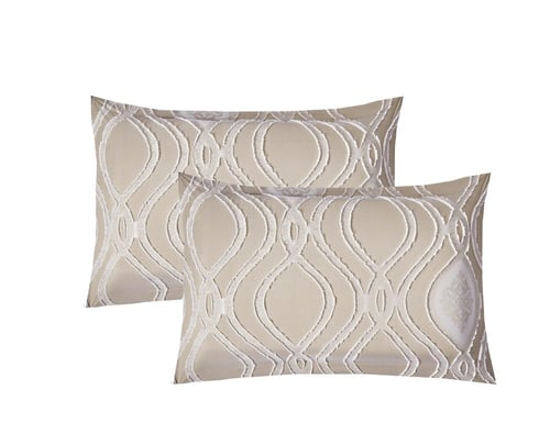 طقم لحاف جاكار ٦ قطع، مقاس مزدوج – بيج