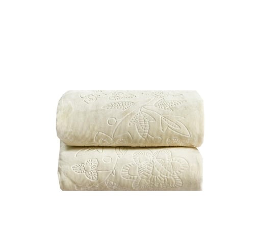 طقم لحاف شتوي فانيلا مخمل ٦ قطع مقاس مزدوج – كريمي