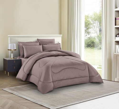 طقم لحاف الفندقى ٦ قطع مقاس مزدوج – وردي