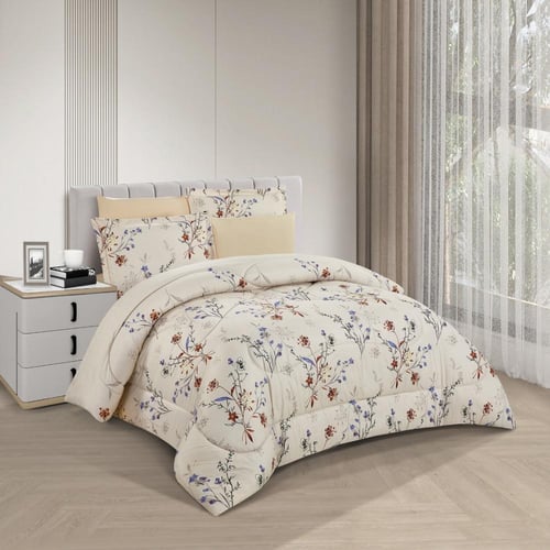 طقم لحاف مشجر مزدوج مكون ٦ قطع، مقاس مزدوج – زهري...