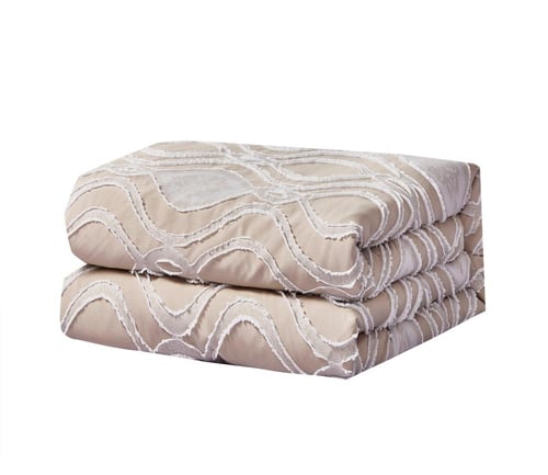 طقم لحاف جاكار ٦ قطع، مقاس مزدوج – بيج