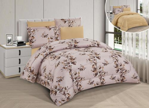 طقم لحاف مشجر مزدوج مكون ٦ قطع، مقاس مزدوج – زهري...