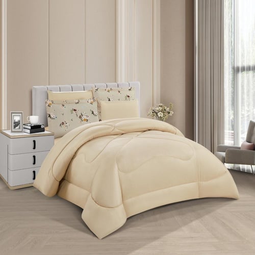 طقم لحاف مشجر مزدوج مكون ٦ قطع، مقاس مزدوج – رمادي...