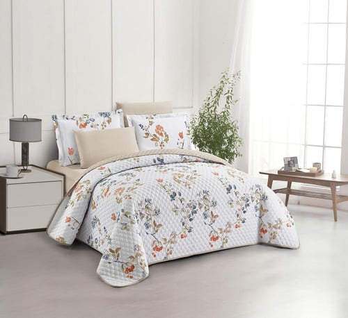 طقم مفرش فاخر ٦و٤ قطع, مقاس مزدوج ومفرد