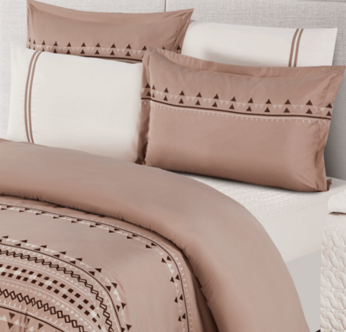 طقم لحاف شامل للمواسم مع تطريز سادة مزدوج مكون ٦ ق...