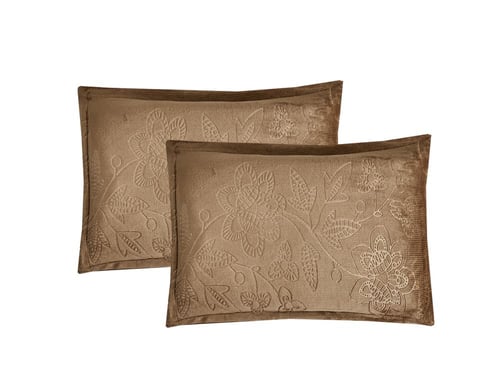 طقم لحاف شتوي فانيلا مخمل ٦ قطع مقاس مزدوج – بني