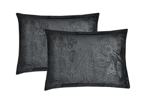 طقم لحاف شتوي فانيلا مخمل ٦ قطع مقاس مزدوج – أسود