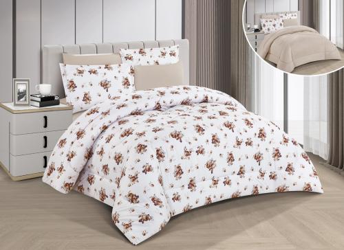 طقم لحاف مشجر مزدوج مكون ٦ قطع، مقاس مزدوج – زهري...