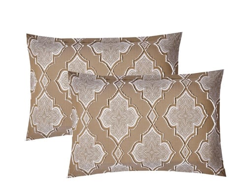 طقم لحاف جاكار ٦ قطع، مقاس مزدوج – بيج غامق