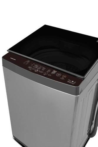 غسالة تعبئة علوية توشيبا 15 كيلو 650 دورة لون فضي...