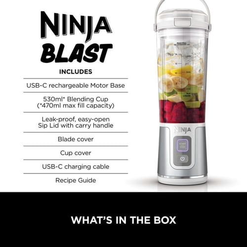 خلاط محمول لاسلكي Ninja Blast سعة 530 مل – أبيض BC...
