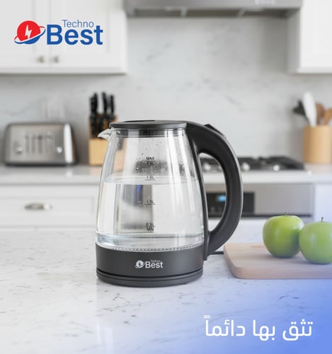 غلاية زجاجية تكنو بيست ، 1.8 لتر ، الجهد: 220-240...