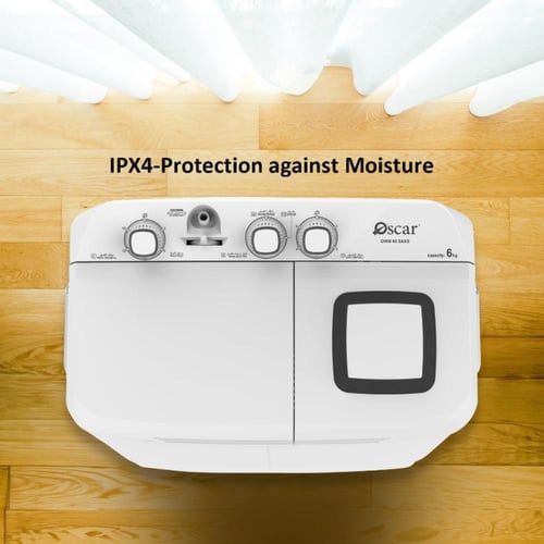 اوسكار غسالة حوضين 6 كغ - أبيض - OWM60SAXS