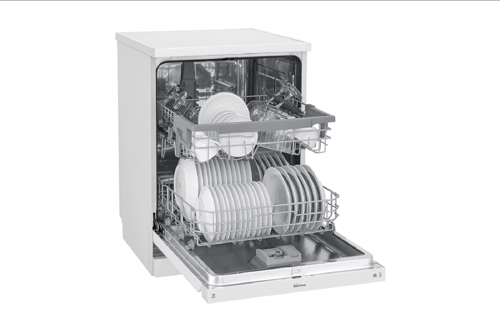 غسالة صحون إل جي سعة 14 قطعة 9 برامج ابيض موديل DF...