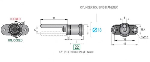 قفل اثاث خشب خابور 22 ملي