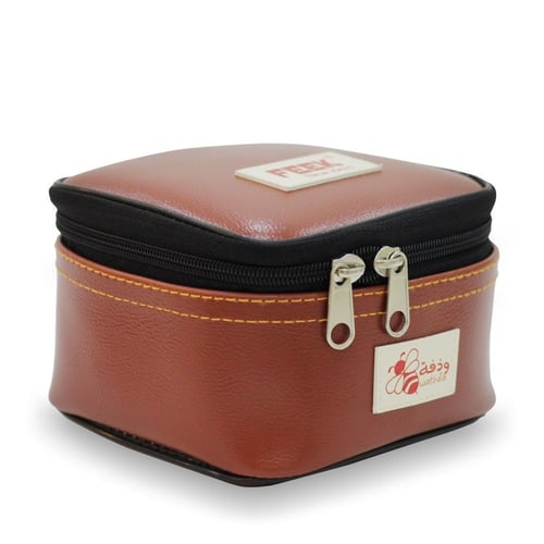 حافظة وذفة جلد بني