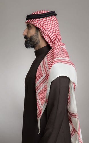 شماغ التاج الذهبي احمر - بيج(الاصدار الاول)