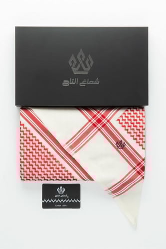 شماغ التاج الذهبي احمر - بيج(الاصدار الاول)