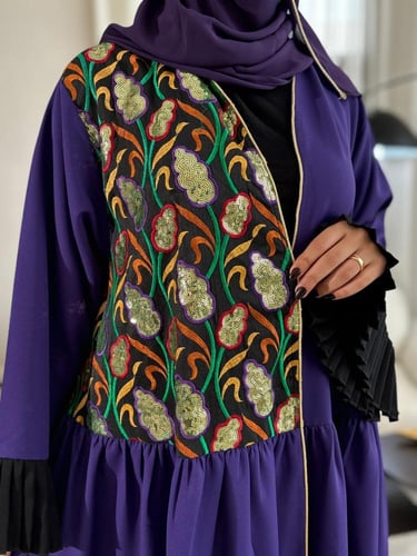 عباية كسرات قصة كلوش كريب بنفسجي