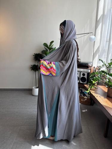 عباية قصة كلوش رمادي