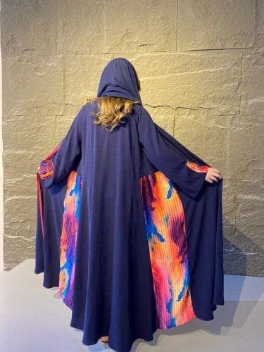 عباية قصة كلوش نوع القماش كريب الون كحلي وممكن يتغ...