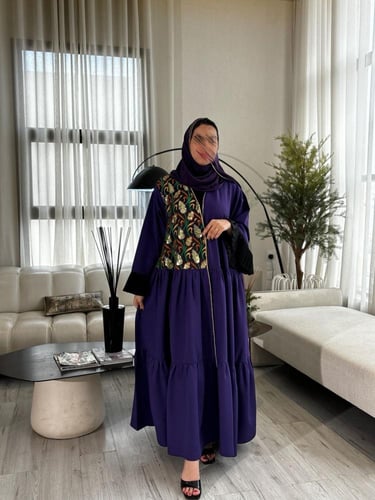 عباية كسرات قصة كلوش كريب بنفسجي