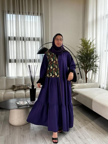 عباية كسرات قصة كلوش كريب بنفسجي