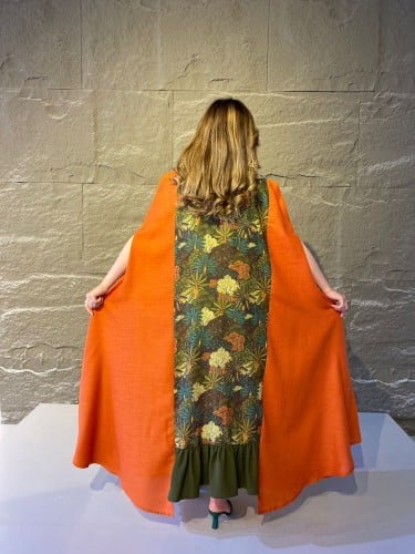 جلابية لنن فاخرة بقصة كيب