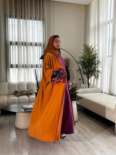 عباية قصة نص بشت برتقالي